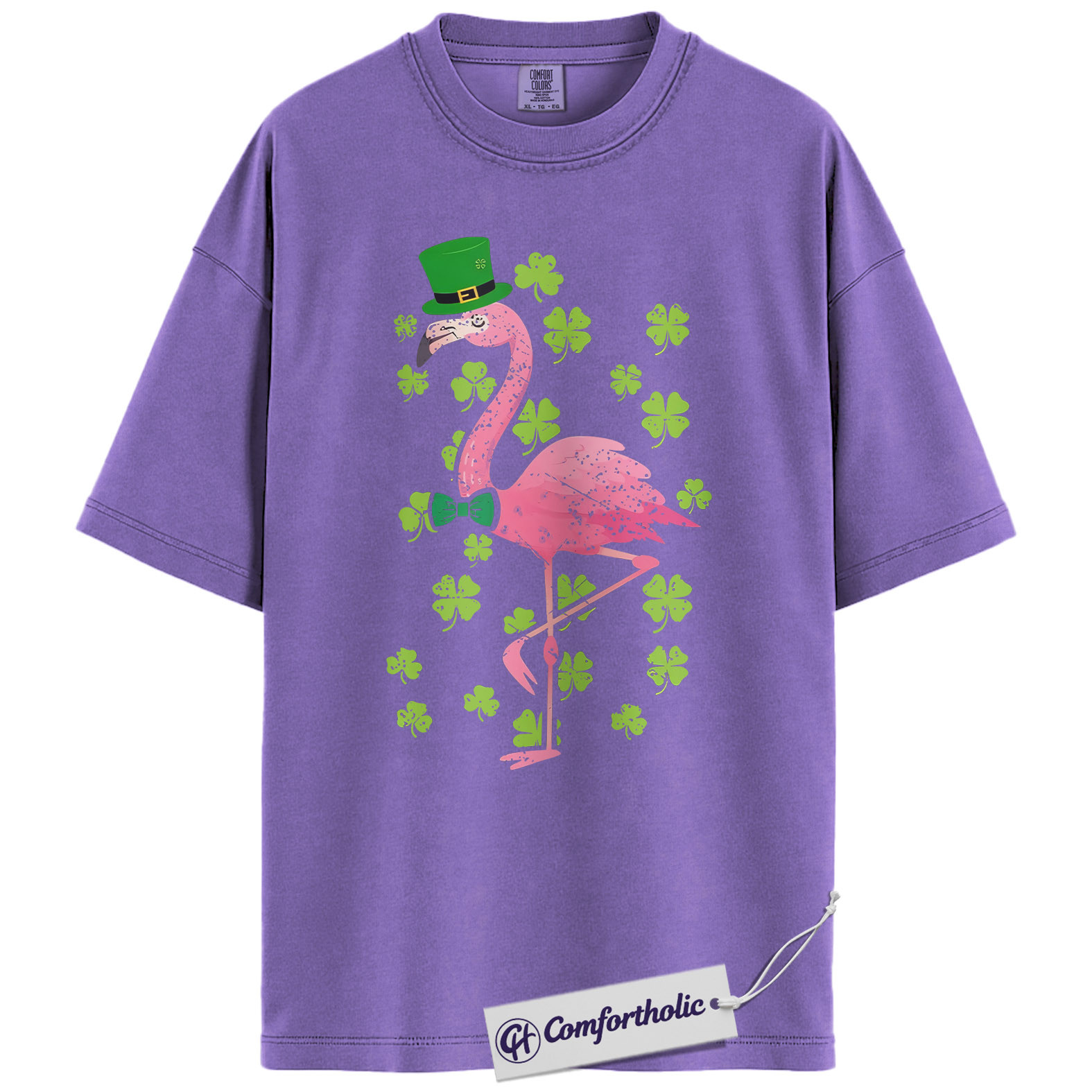 St Patricks Flamingo Shirt, Funny Shamrock Flamingo Graphic Tee, St Patrick’s Day Party T-Shirt, Gift for Women & Animal Lovers, Comfort Colors Shirt - Image 20