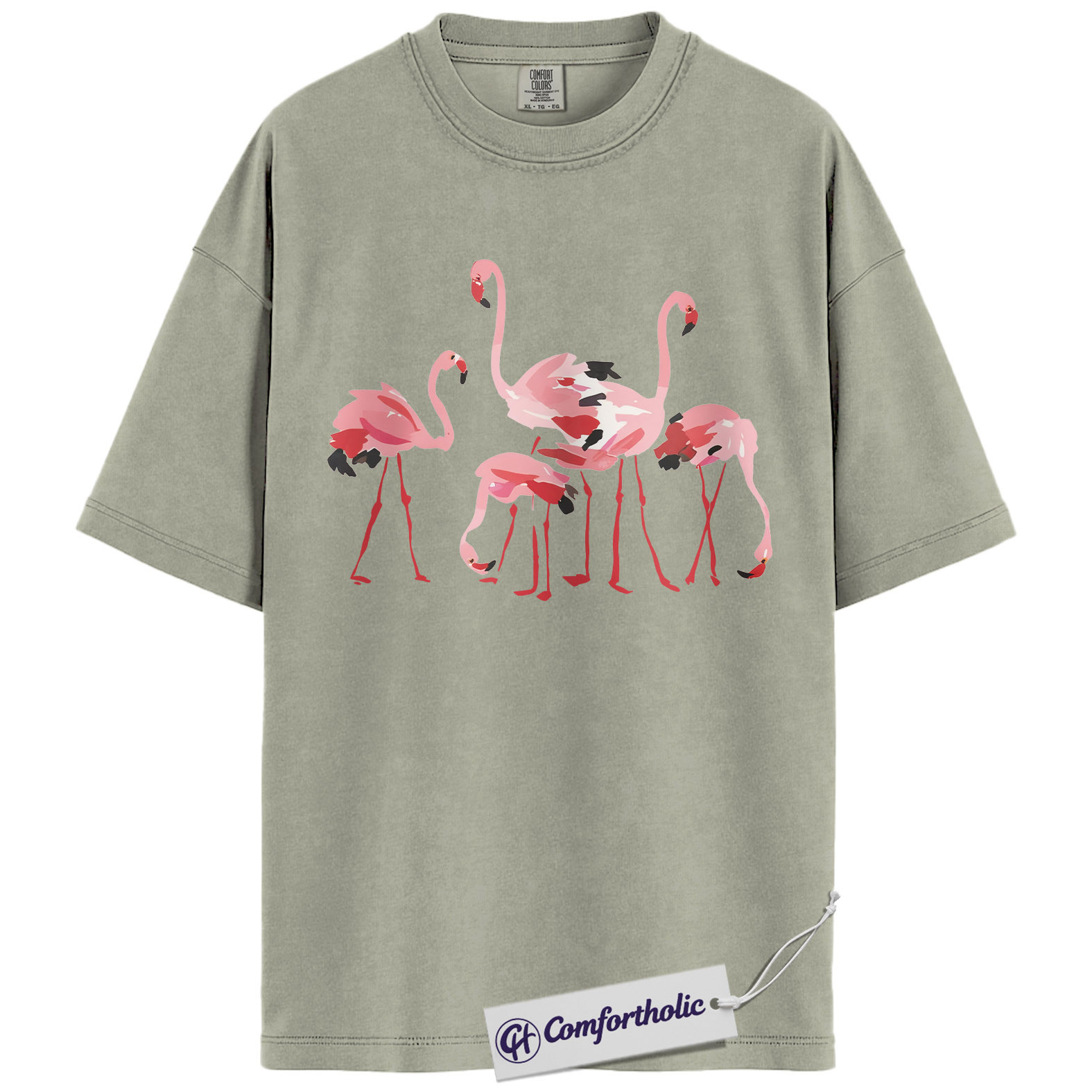 Flamingo Shirt, Watercolor Pink Flamingo Graphic Tee, Tropical Bird Beach T-Shirt, Summer Gift for Flamingo Lovers, Comfort Colors Shirt - Image 6