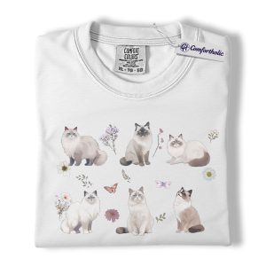 Alternative view of Ragdoll Cat Shirt, Cute Floral Cat Graphic Tee, Ragdoll Mom T-Shirt, Gift for Cat Lovers & Pet Moms, Comfort Colors Shirt