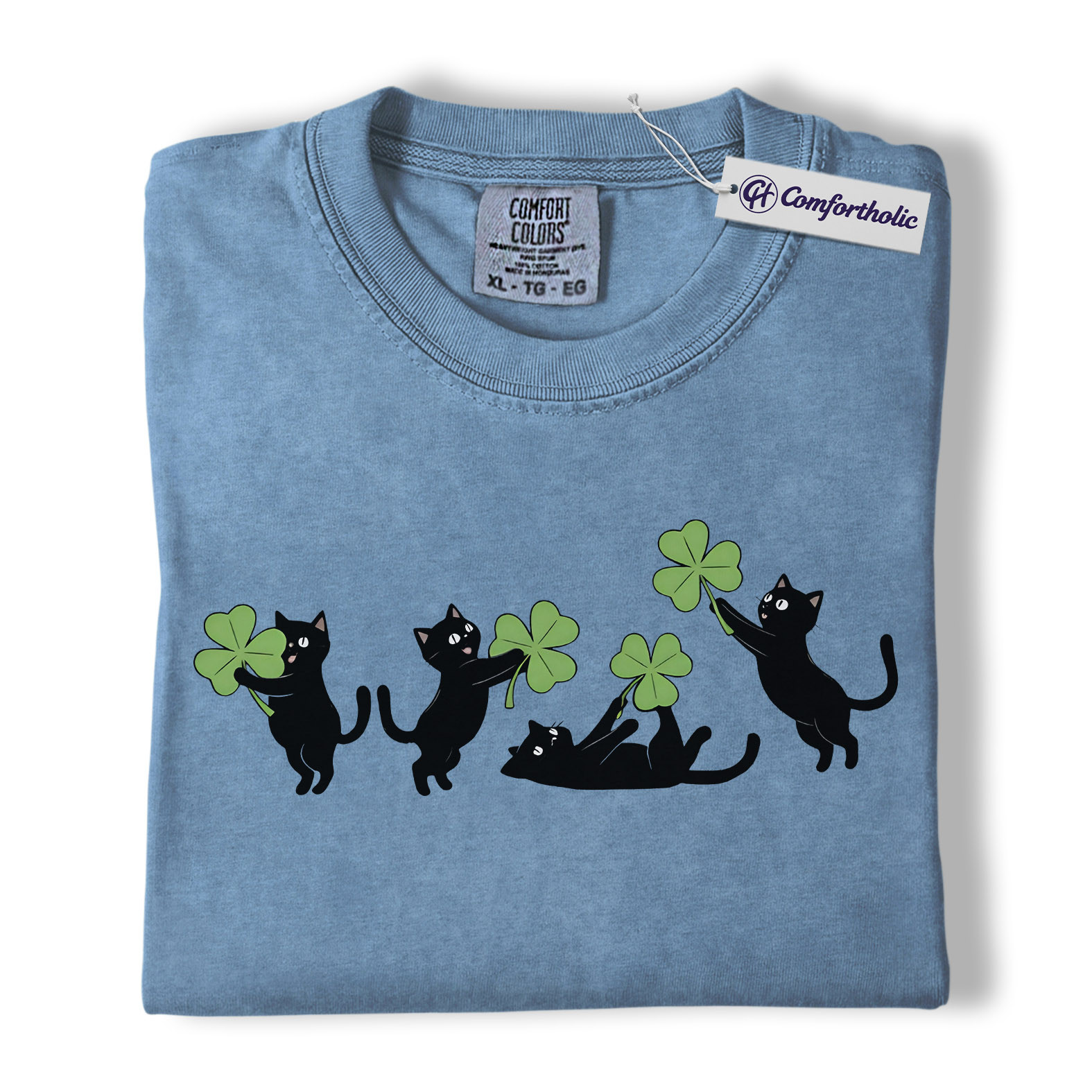 St Patrick’s Day Black Cat Shirt, Cute Shamrock Cats Graphic Tee, Irish Pet Lover T-Shirt, Funny St Paddy’s Day Gift for Cat Moms & Animal Lovers, Comfort Colors Shirt - Image 17