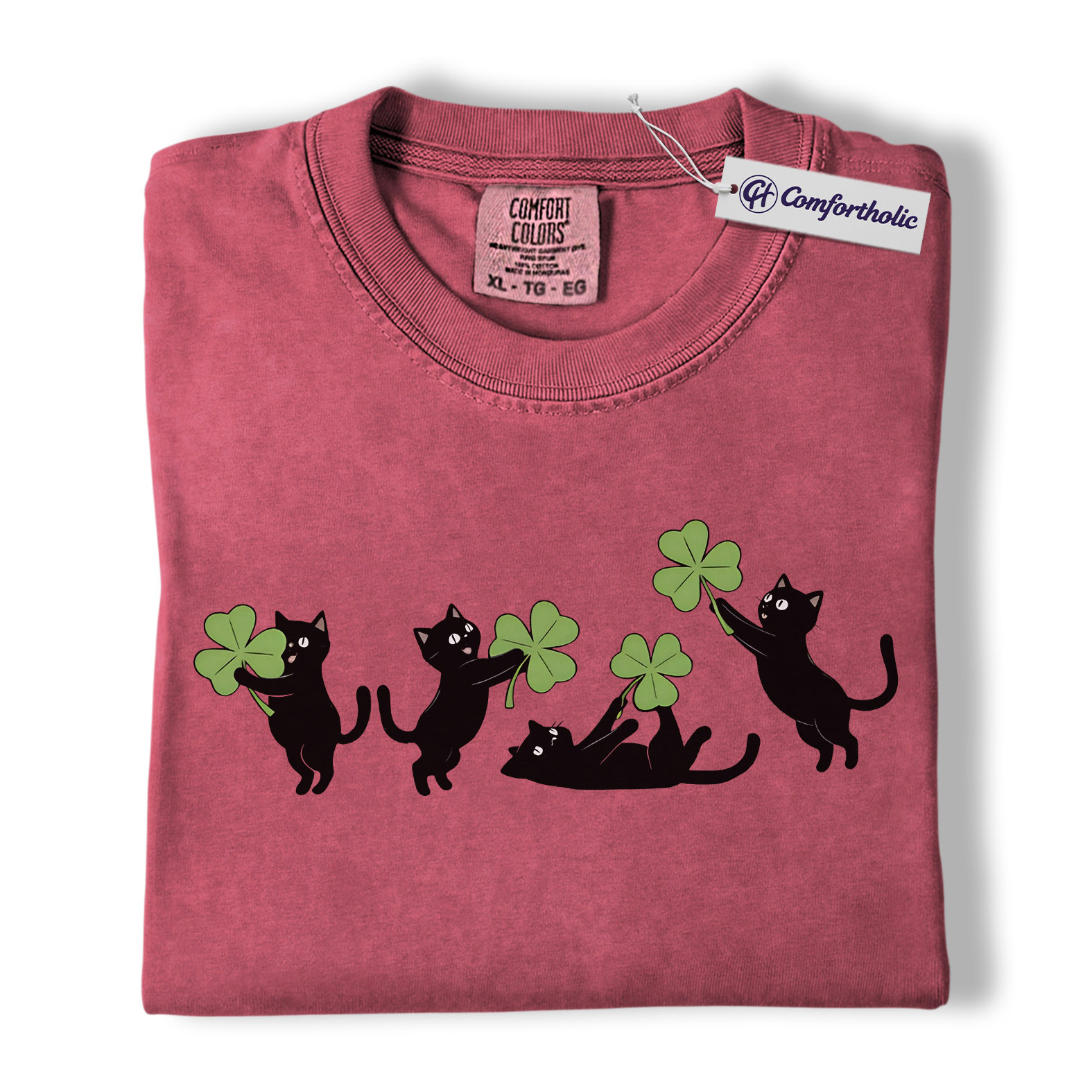 St Patrick’s Day Black Cat Shirt, Cute Shamrock Cats Graphic Tee, Irish Pet Lover T-Shirt, Funny St Paddy’s Day Gift for Cat Moms & Animal Lovers, Comfort Colors Shirt - Image 18