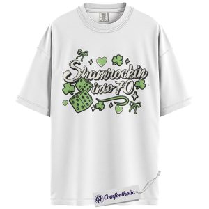 Alternative view of Shamrockin Into 70 Shirt, Funny St Patrick’s Day Graphic Tee, 70th Birthday Irish Shamrock T-Shirt, Gift for Men & Women, Comfort Colors Shirt