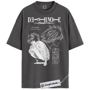 Alternative view of L Shirt, Death Note Shirt, Anime Graphic Tee, Comfort Colors Shirt