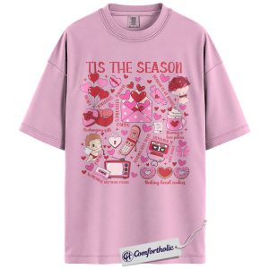 Tis The Season Valentine Shirt, Cute Love Icons Graphic Tee, Valentine’s Day Party T-Shirt, Gift for Women & Girlfriend, Comfort Colors Shirt