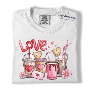 Alternative view of Valentine Coffee Lover Shirt, Cute Pink Iced Coffee Graphic Tee, Coffee Date Valentine T-Shirt, Valentine’s Day Gift, Comfort Colors Shirt