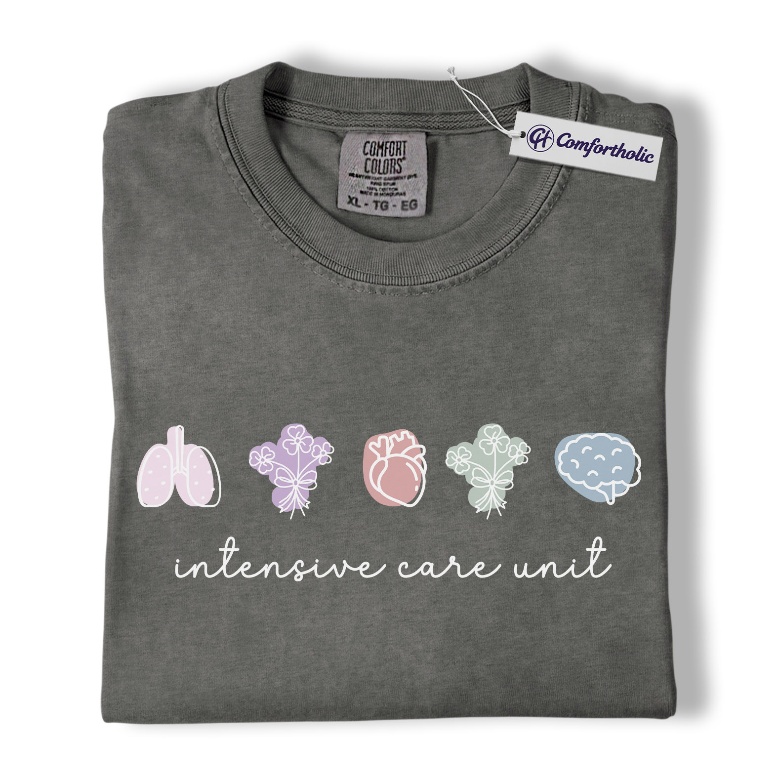 ICU Nurse Shirt, Minimalist Medical Icons Graphic Tee, Intensive Care Unit RN T-Shirt, Gift for ICU Nurses & Critical Care Staff, Comfort Colors Shirt - Image 4