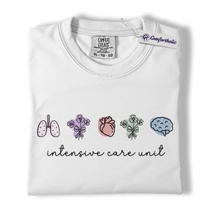 Alternative view of ICU Nurse Shirt, Minimalist Medical Icons Graphic Tee, Intensive Care Unit RN T-Shirt, Gift for ICU Nurses & Critical Care Staff, Comfort Colors Shirt