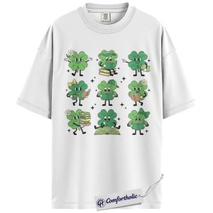 Alternative view of Book Lover St Patrick’s Day Shirt, Cute Shamrock Reading Graphic Tee, Teacher Librarian T-Shirt, Funny St Paddy’s Day Gift for Readers, Comfort Colors Shirt