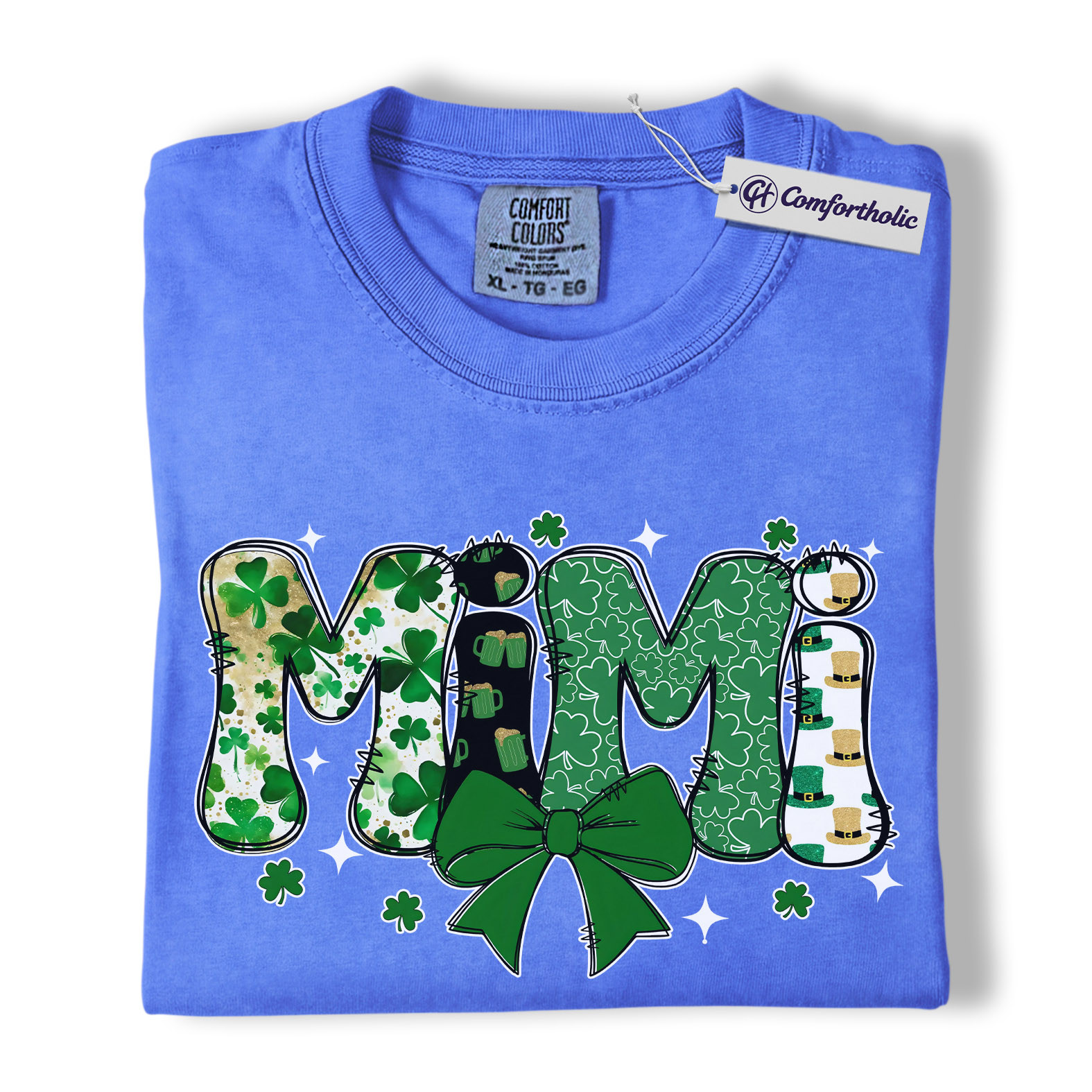St Patrick’s Day Mimi Shirt, Cute Shamrock Bow Graphic Tee, Irish Grandma Lucky T-Shirt, St Paddy’s Day Gift for Mimi, Comfort Colors Shirt - Image 12