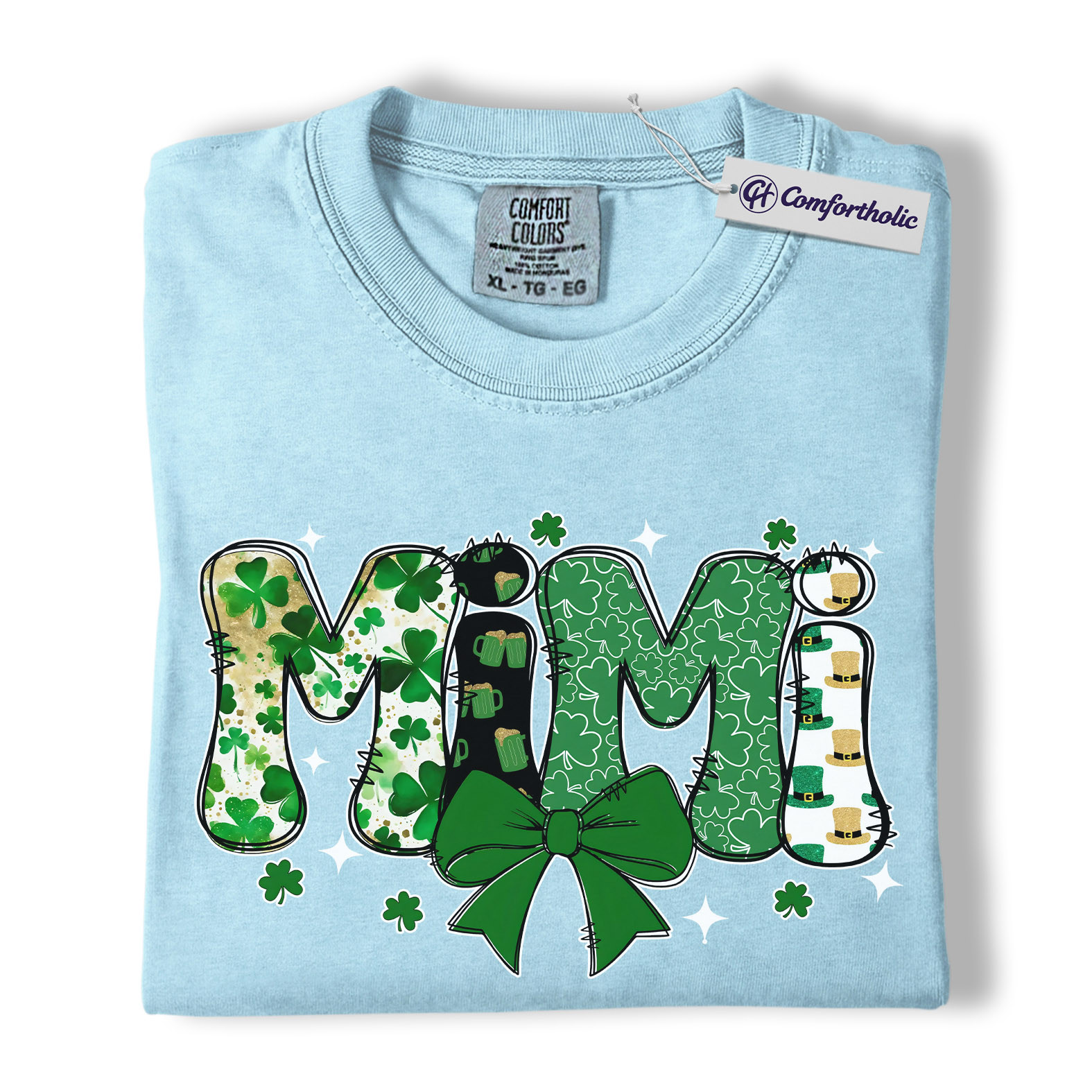 St Patrick’s Day Mimi Shirt, Cute Shamrock Bow Graphic Tee, Irish Grandma Lucky T-Shirt, St Paddy’s Day Gift for Mimi, Comfort Colors Shirt - Image 14