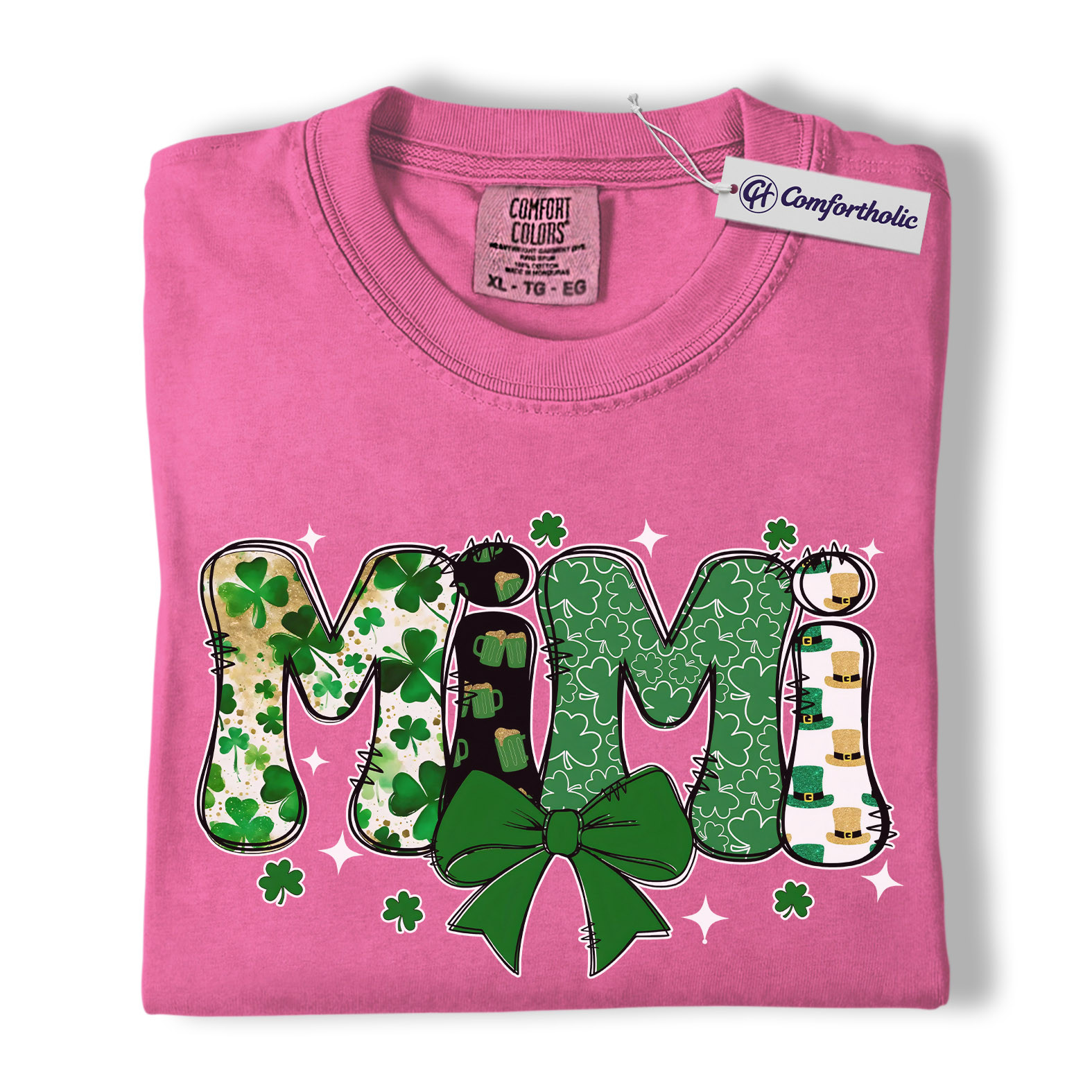 St Patrick’s Day Mimi Shirt, Cute Shamrock Bow Graphic Tee, Irish Grandma Lucky T-Shirt, St Paddy’s Day Gift for Mimi, Comfort Colors Shirt - Image 16