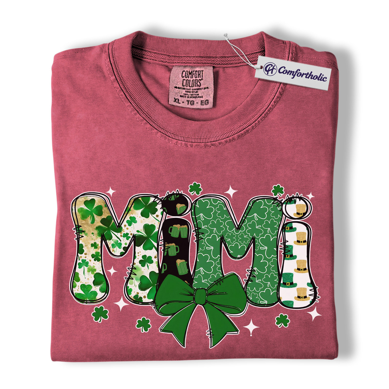 St Patrick’s Day Mimi Shirt, Cute Shamrock Bow Graphic Tee, Irish Grandma Lucky T-Shirt, St Paddy’s Day Gift for Mimi, Comfort Colors Shirt - Image 18