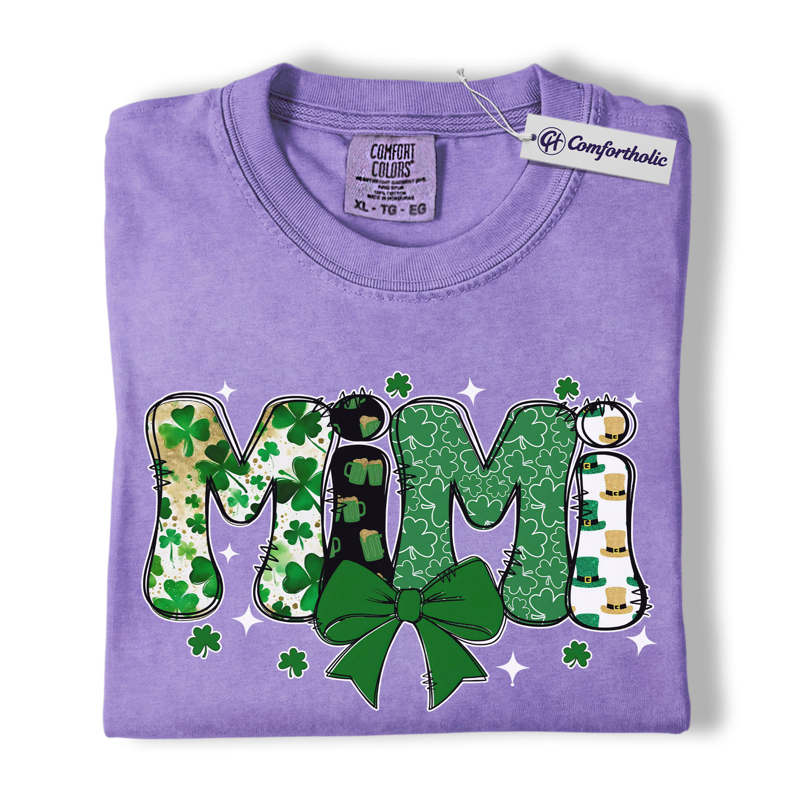 St Patrick’s Day Mimi Shirt, Cute Shamrock Bow Graphic Tee, Irish Grandma Lucky T-Shirt, St Paddy’s Day Gift for Mimi, Comfort Colors Shirt - Image 20
