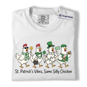 Alternative view of St Patrick’s Day Chicken Shirt, Funny Irish Farm Animal Graphic Tee, St Paddy’s Day Party T-Shirt, Gift for Chicken Lovers, Comfort Colors Shirt
