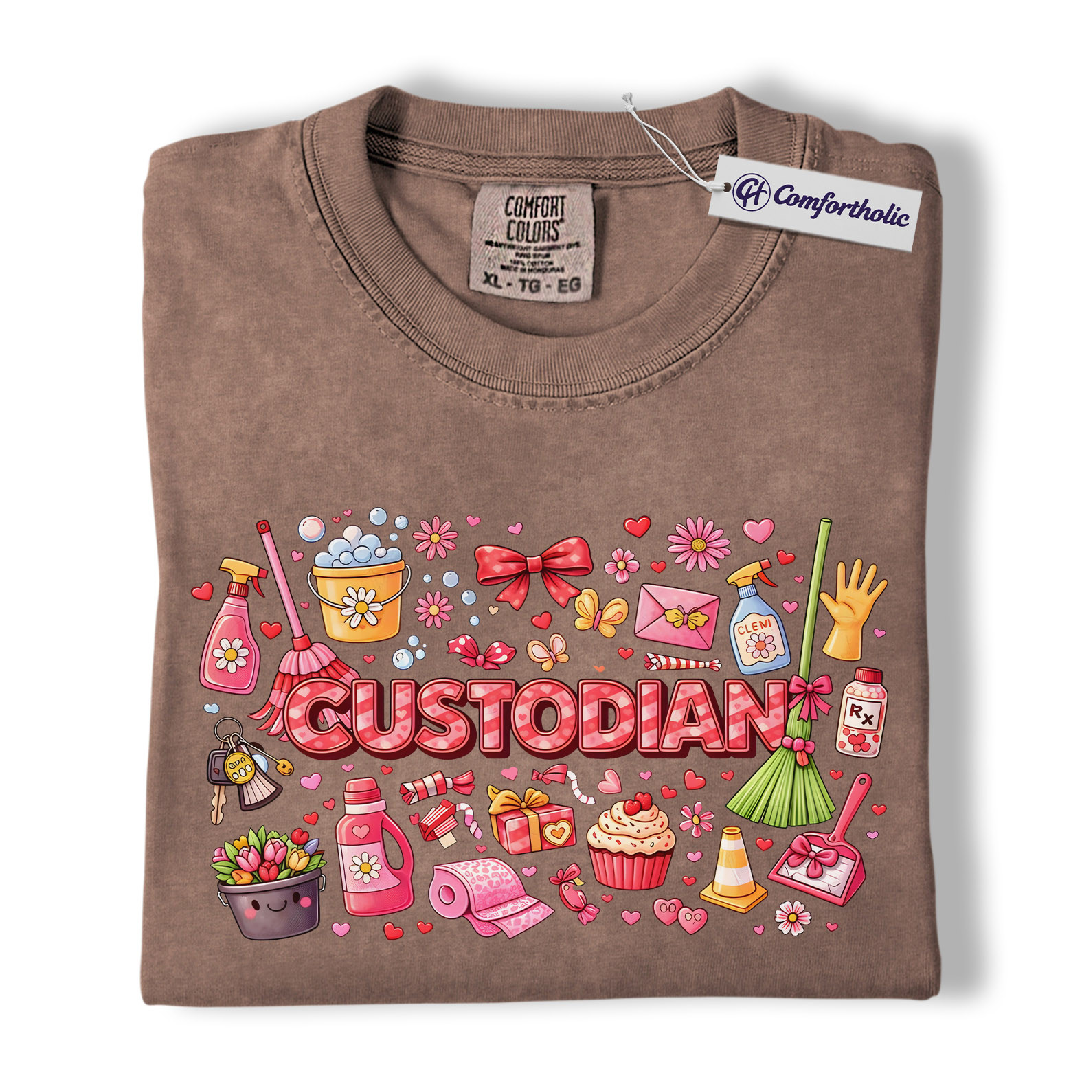 Custodian Valentine Shirt, Cute Cleaning Supplies Graphic Tee, School Custodian Appreciation T-Shirt, Valentine’s Day Gift for Custodians, Comfort Colors Shirt - Image 19