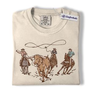 Team Roping Cowboy Shirt, Vintage Western Rodeo Graphic Tee, Cowboy Roper T-Shirt, Father’s Day Gift for Rodeo Fans, Comfort Colors Shirt