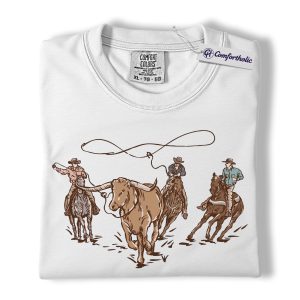 Alternative view of Team Roping Cowboy Shirt, Vintage Western Rodeo Graphic Tee, Cowboy Roper T-Shirt, Father’s Day Gift for Rodeo Fans, Comfort Colors Shirt