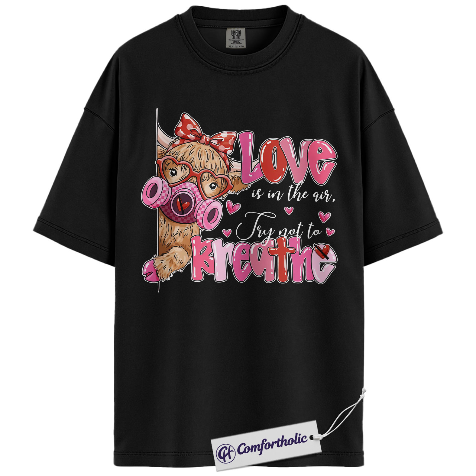 Funny Valentine Cow Shirt, Cute Farm Animal Graphic Tee, Sarcastic Cow Lover T-Shirt, Valentines Day Gift for Cow Mom, Comfort Colors Shirt - Image 3