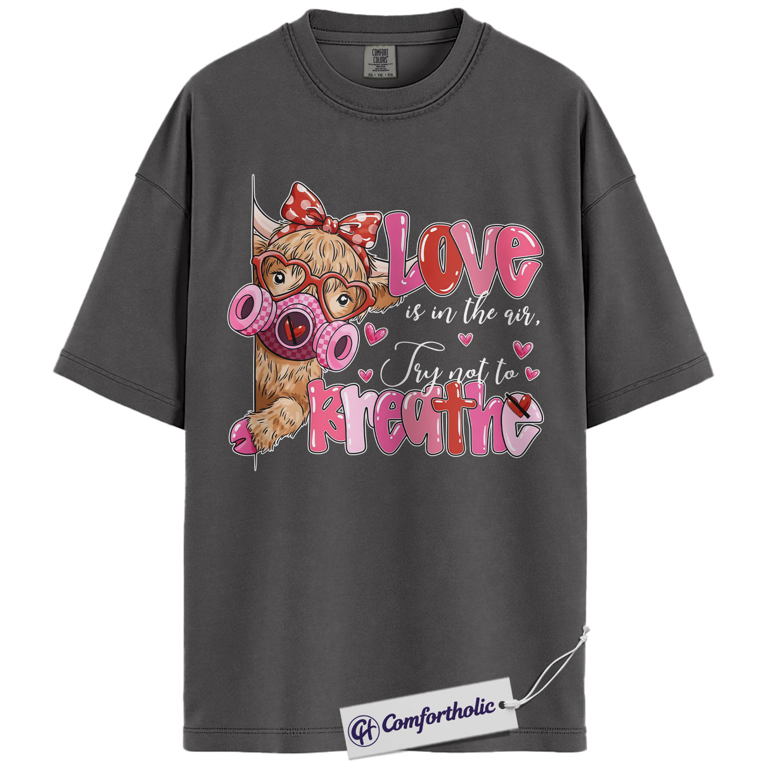 Funny Valentine Cow Shirt, Cute Farm Animal Graphic Tee, Sarcastic Cow Lover T-Shirt, Valentines Day Gift for Cow Mom, Comfort Colors Shirt - Image 4