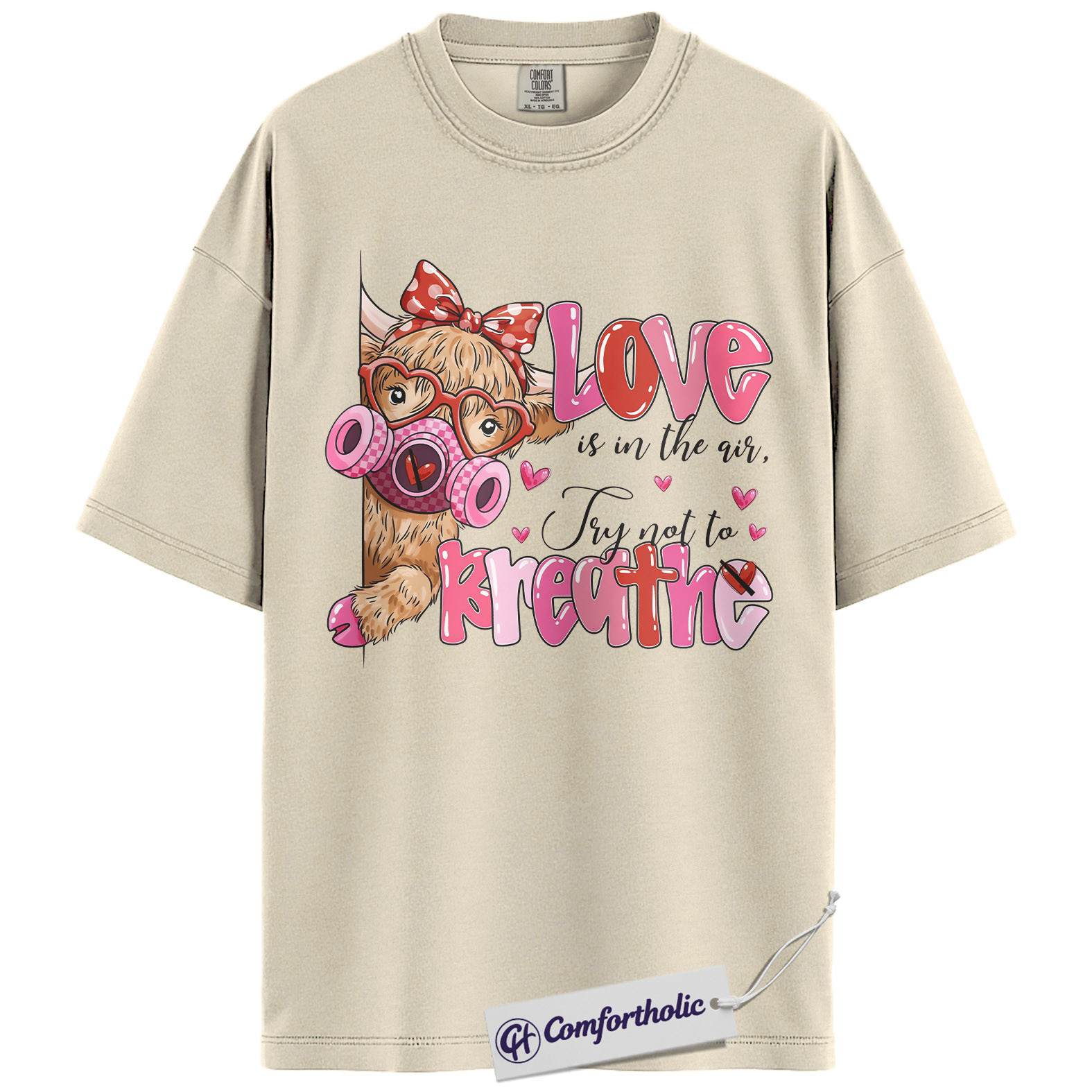 Funny Valentine Cow Shirt, Cute Farm Animal Graphic Tee, Sarcastic Cow Lover T-Shirt, Valentines Day Gift for Cow Mom, Comfort Colors Shirt - Image 5