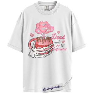 Alternative view of Dead Inside But Caffeinated Shirt, Funny Skeleton Coffee Graphic Tee, Gothic Valentine T-Shirt, Valentine’s Day Gift for Coffee Lovers, Comfort Colors Shirt