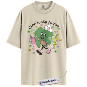 St Patrick’s Day Nurse Shirt, Cute Shamrock Nurse Graphic Tee, One Lucky Nurse T-Shirt, Funny St Paddy’s Gift for Nurses, Comfort Colors Shirt