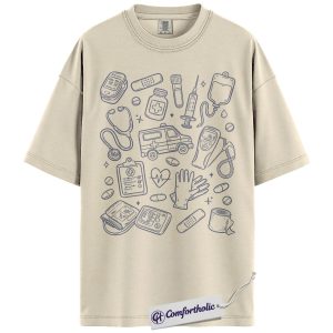 Nurse Life Shirt, Medical Icons Graphic Tee, ER Nurse & EMT Paramedic T-Shirt, Gift for Nurses & Healthcare Workers, Comfort Colors Shirt