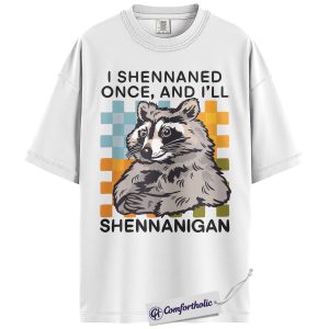 Alternative view of Funny Raccoon Shirt, Retro Shamrock Graphic Tee, Irish Shenanigans T-Shirt, St Patrick’s Day Gift for Animal Lovers, Comfort Colors Shirt