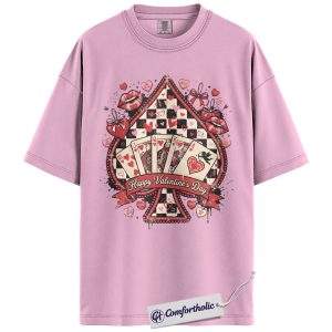 Valentine Poker Shirt, Retro Playing Cards Spade Graphic Tee, Casino Night Poker Player T-Shirt, Valentine Gift for Card Game Lovers, Comfort Colors Shirt