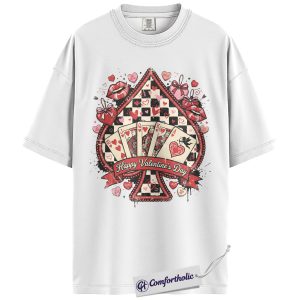 Alternative view of Valentine Poker Shirt, Retro Playing Cards Spade Graphic Tee, Casino Night Poker Player T-Shirt, Valentine Gift for Card Game Lovers, Comfort Colors Shirt