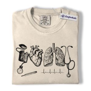 Medical Anatomy Shirt, Vintage Stethoscope Heart Lungs Graphic Tee, Nurse Doctor Med Student T-Shirt, Gift for Healthcare Workers, Comfort Colors Shirt