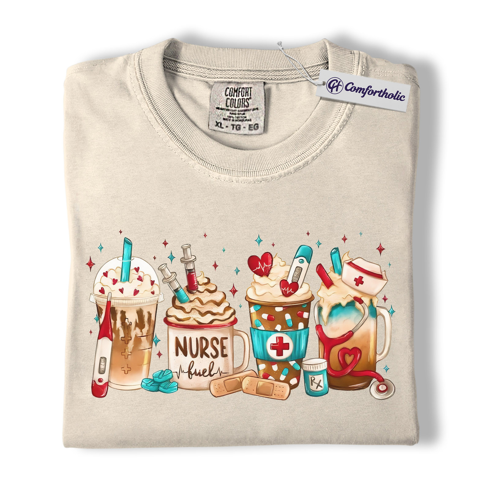 Valentine Nurse Fuel Shirt, Cute Medical Coffee Drinks Graphic Tee, RN CNA Coffee Lover T-Shirt, Funny Valentine Gift for Nurses, Comfort Colors Shirt - Image 5