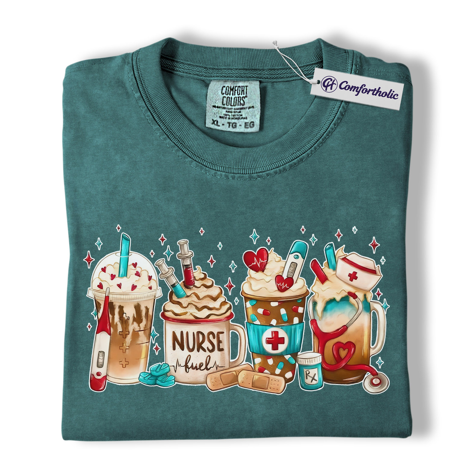 Valentine Nurse Fuel Shirt, Cute Medical Coffee Drinks Graphic Tee, RN CNA Coffee Lover T-Shirt, Funny Valentine Gift for Nurses, Comfort Colors Shirt - Image 12