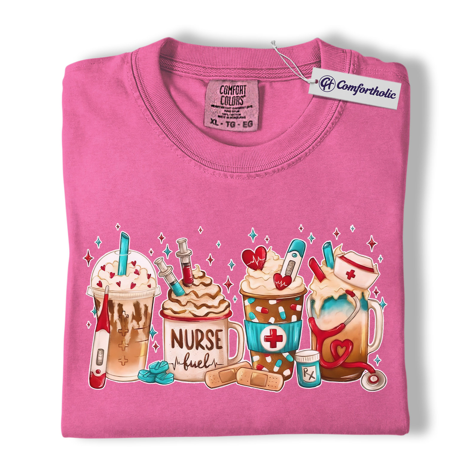 Valentine Nurse Fuel Shirt, Cute Medical Coffee Drinks Graphic Tee, RN CNA Coffee Lover T-Shirt, Funny Valentine Gift for Nurses, Comfort Colors Shirt - Image 17