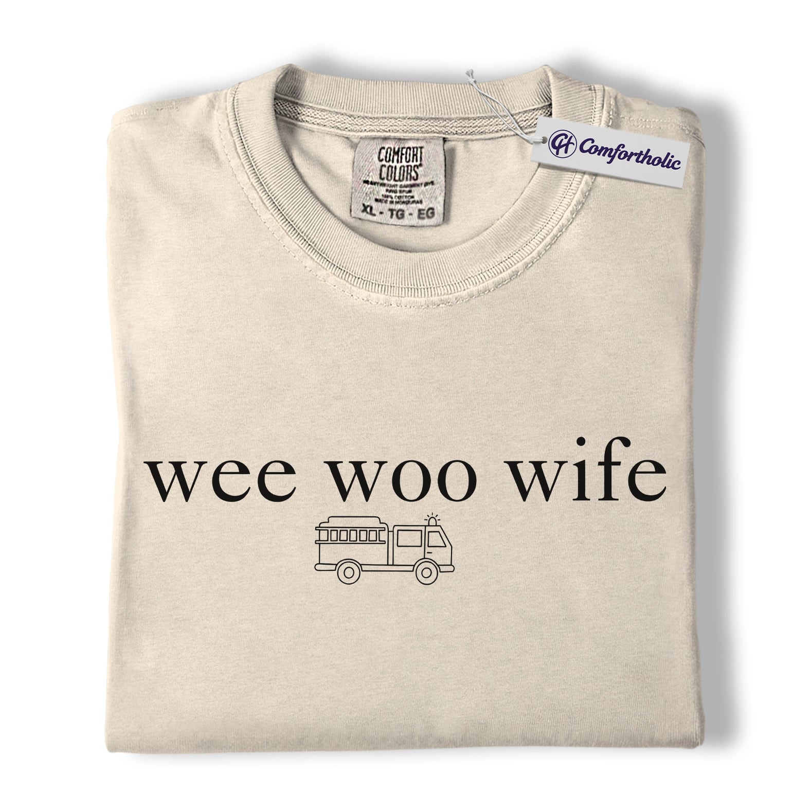 Firefighter Wife Shirt, Minimal Fire Truck Graphic Tee, Funny First Responder Spouse T-Shirt, Gift for Fireman Wife, Comfort Colors Shirt - Image 5