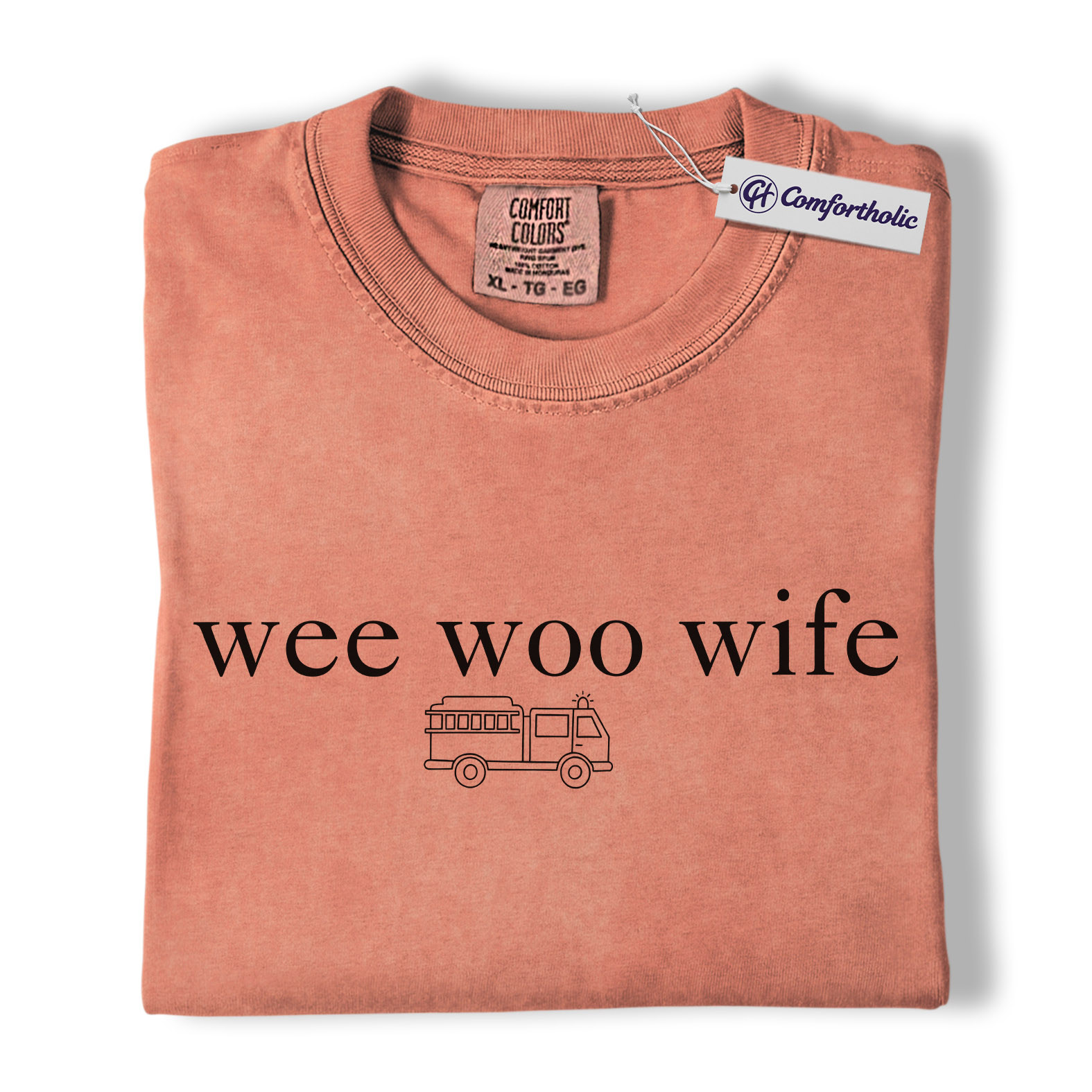 Firefighter Wife Shirt, Minimal Fire Truck Graphic Tee, Funny First Responder Spouse T-Shirt, Gift for Fireman Wife, Comfort Colors Shirt - Image 8