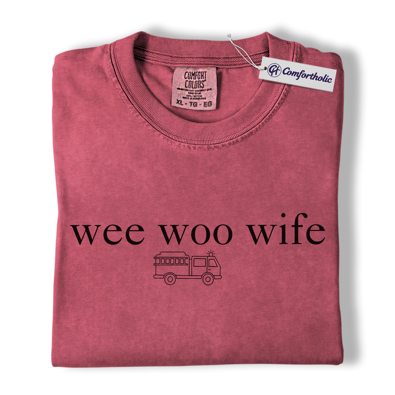 Firefighter Wife Shirt, Minimal Fire Truck Graphic Tee, Funny First Responder Spouse T-Shirt, Gift for Fireman Wife, Comfort Colors Shirt - Image 18