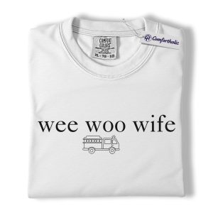 Alternative view of Firefighter Wife Shirt, Minimal Fire Truck Graphic Tee, Funny First Responder Spouse T-Shirt, Gift for Fireman Wife, Comfort Colors Shirt