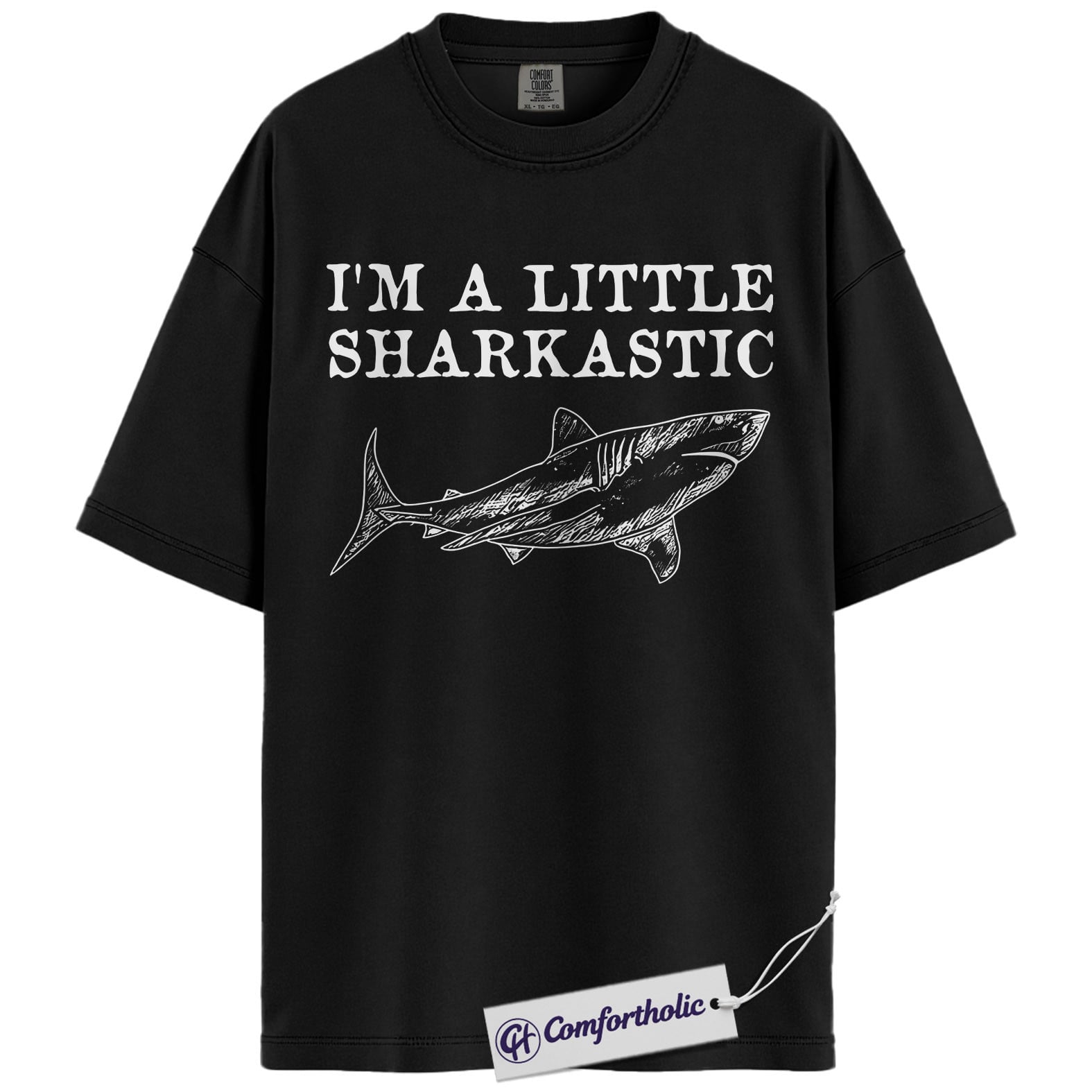 Sharkastic Shirt, Funny Shark Pun Graphic Tee, Shark Lover Ocean T-Shirt, Gift for Sea Animal Lovers, Comfort Colors Shirt