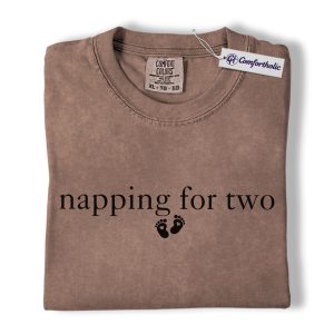 Napping for Two Shirt, Minimal Pregnancy Announcement Graphic Tee, Mom To Be T-Shirt, Cute Baby Shower Gift for Expecting Moms, Comfort Colors Shirt