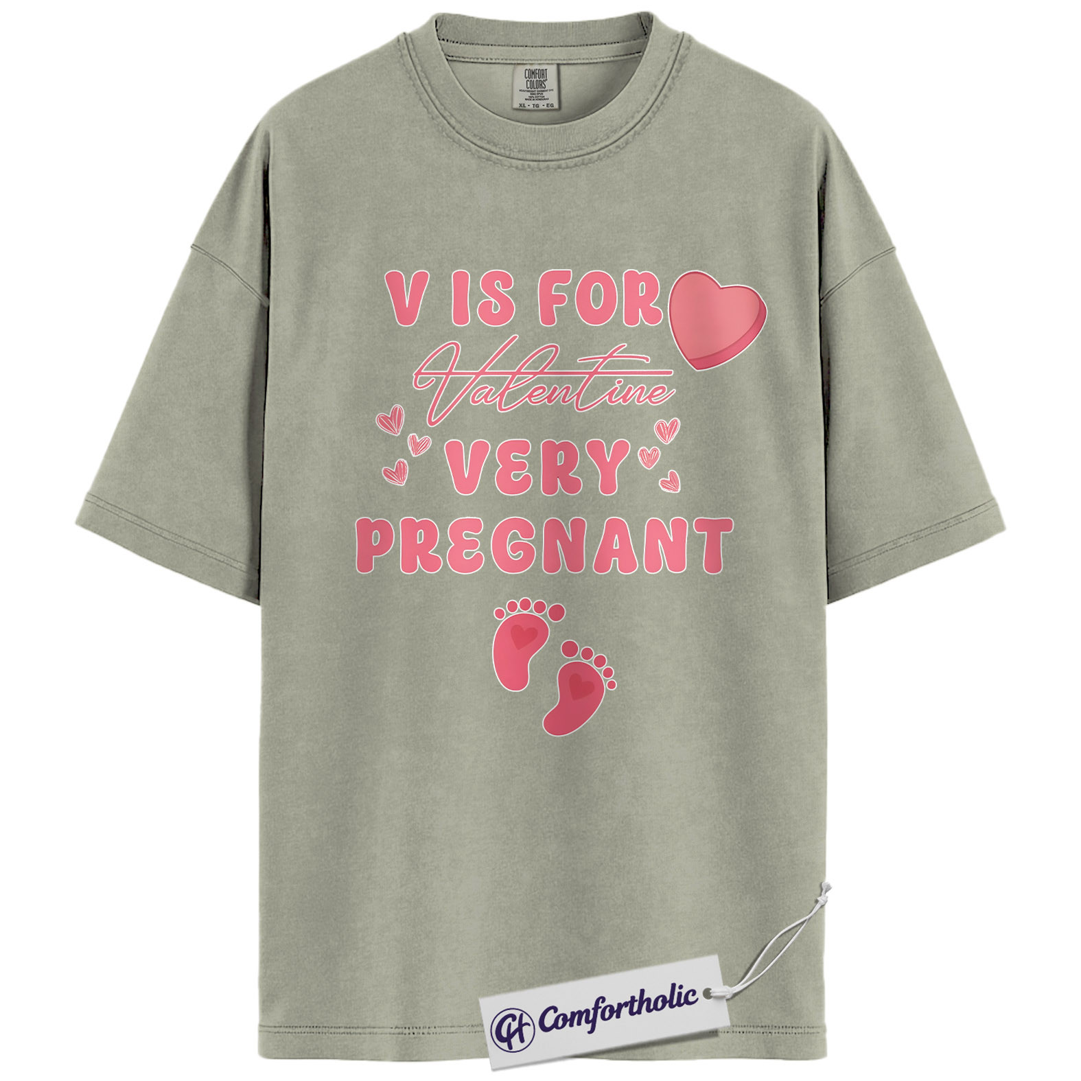 Valentine Pregnancy Announcement Shirt, Cute Pink Heart Graphic Tee, Mom To Be Valentine T-Shirt, Funny Valentine’s Day Gift for Expecting Moms, Comfort Colors Shirt - Image 7