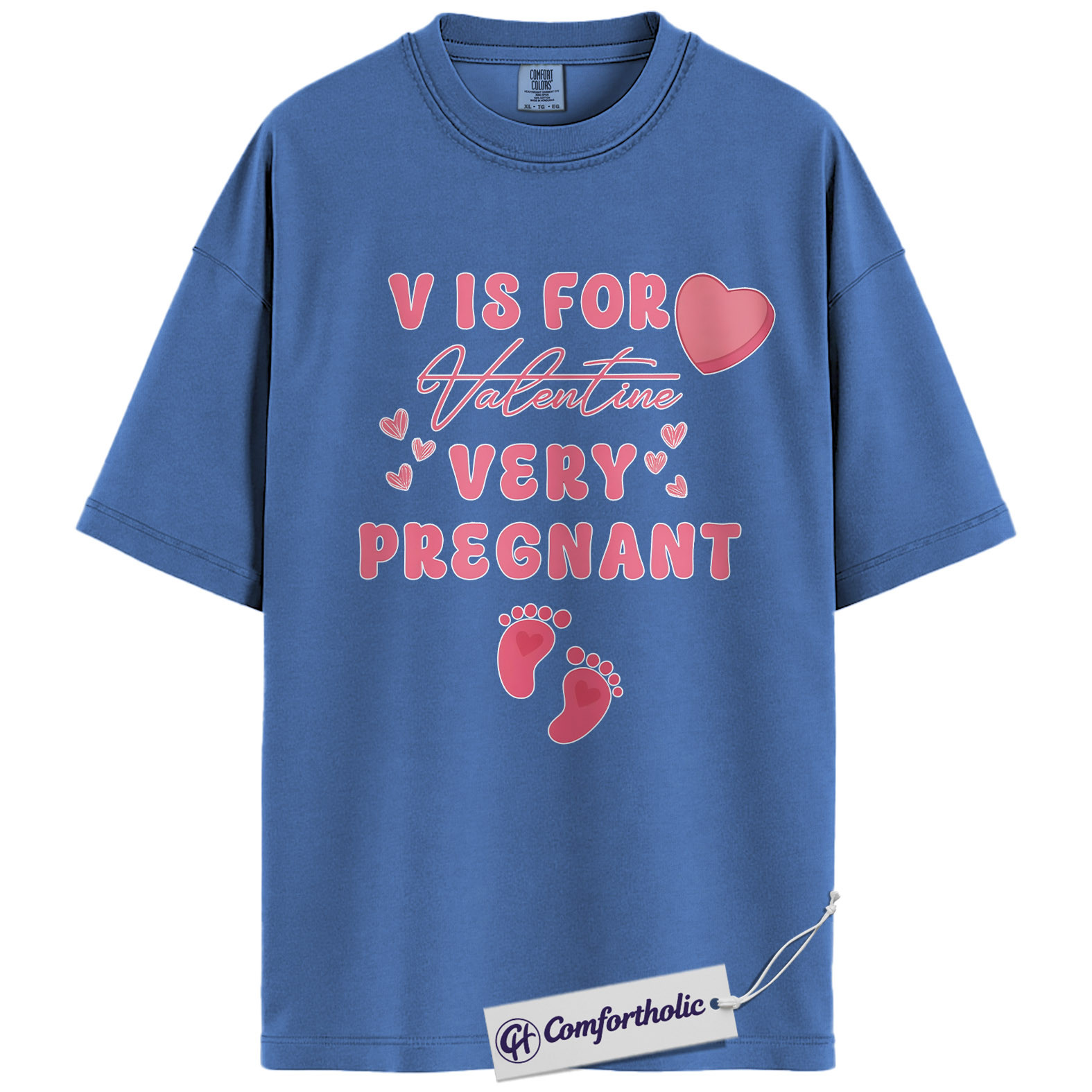 Valentine Pregnancy Announcement Shirt, Cute Pink Heart Graphic Tee, Mom To Be Valentine T-Shirt, Funny Valentine’s Day Gift for Expecting Moms, Comfort Colors Shirt - Image 12