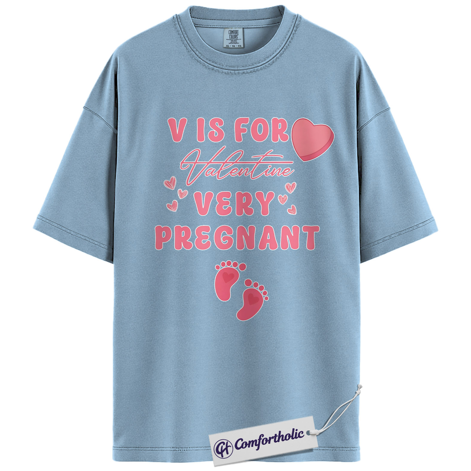 Valentine Pregnancy Announcement Shirt, Cute Pink Heart Graphic Tee, Mom To Be Valentine T-Shirt, Funny Valentine’s Day Gift for Expecting Moms, Comfort Colors Shirt - Image 14
