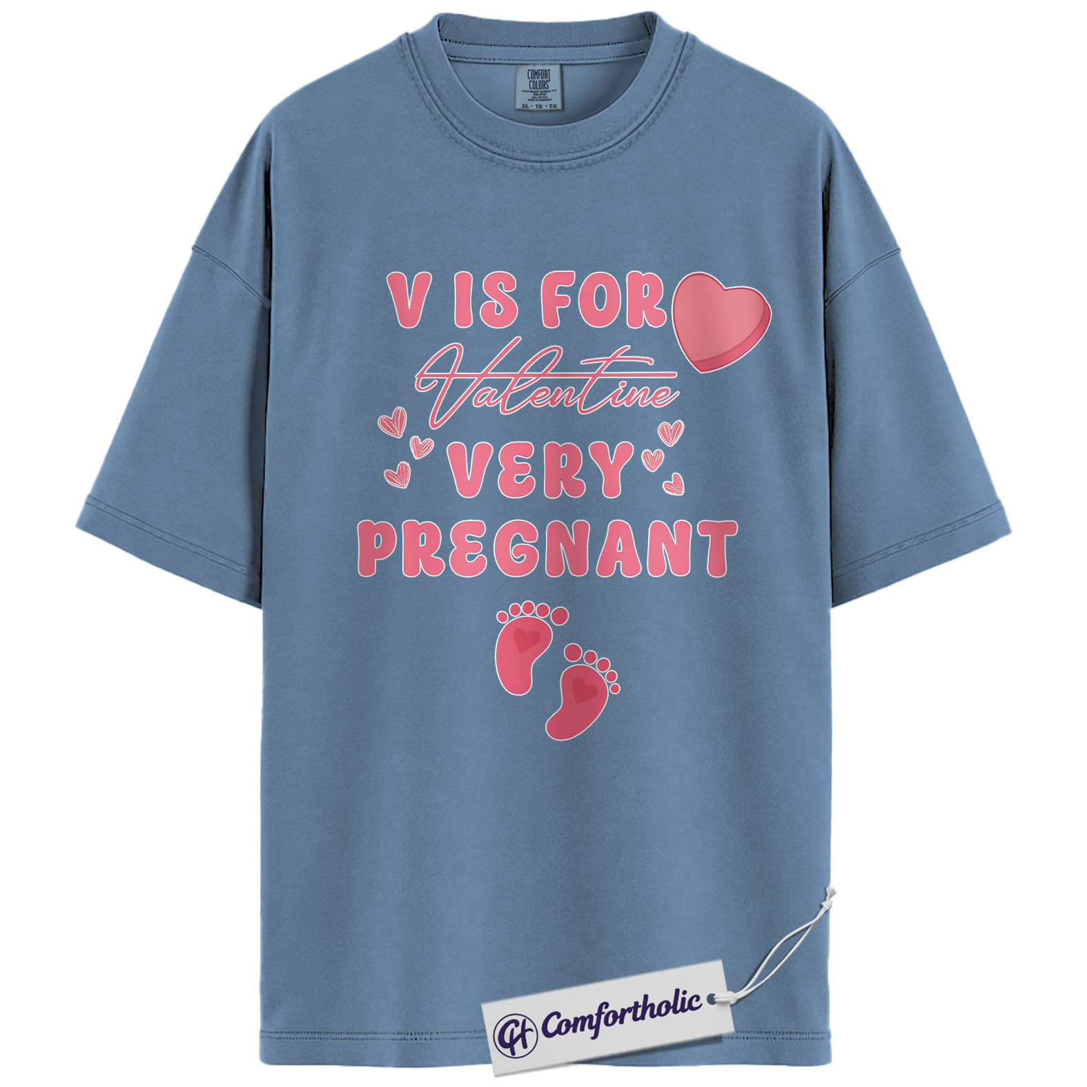 Valentine Pregnancy Announcement Shirt, Cute Pink Heart Graphic Tee, Mom To Be Valentine T-Shirt, Funny Valentine’s Day Gift for Expecting Moms, Comfort Colors Shirt - Image 17