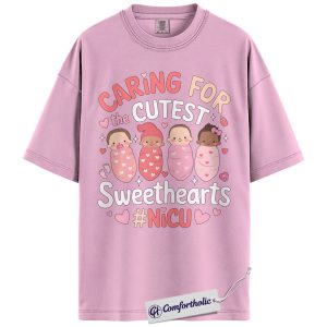 NICU Nurse Shirt, Cute Baby Hearts Graphic Tee, Neonatal Nurse T-Shirt, Valentine Gift for NICU Nurses, Comfort Colors Shirt