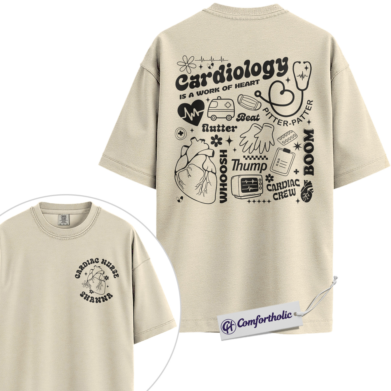 Personalized Cardiology Nurse Shirt, Heart Cath Lab Graphic Tee, Custom Name RN T-Shirt, Gift for Cardiac ICU & ER Nurses, Comfort Colors Shirt - Image 5