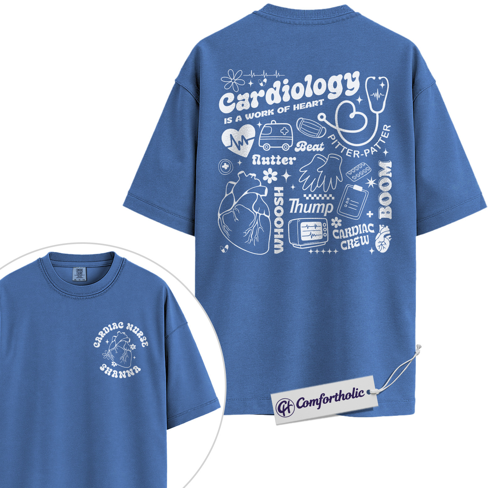 Personalized Cardiology Nurse Shirt, Heart Cath Lab Graphic Tee, Custom Name RN T-Shirt, Gift for Cardiac ICU & ER Nurses, Comfort Colors Shirt - Image 13