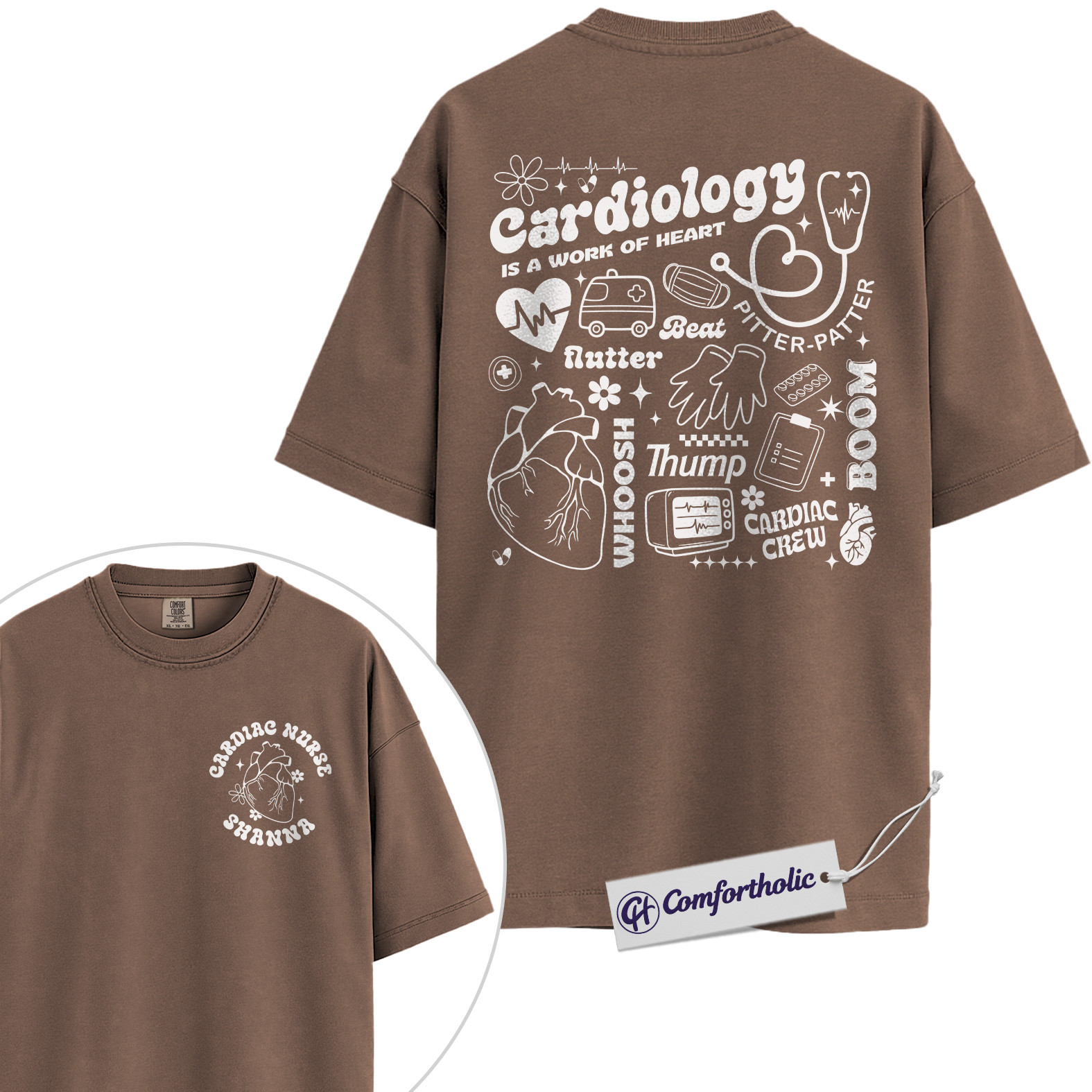 Personalized Cardiology Nurse Shirt, Heart Cath Lab Graphic Tee, Custom Name RN T-Shirt, Gift for Cardiac ICU & ER Nurses, Comfort Colors Shirt - Image 19