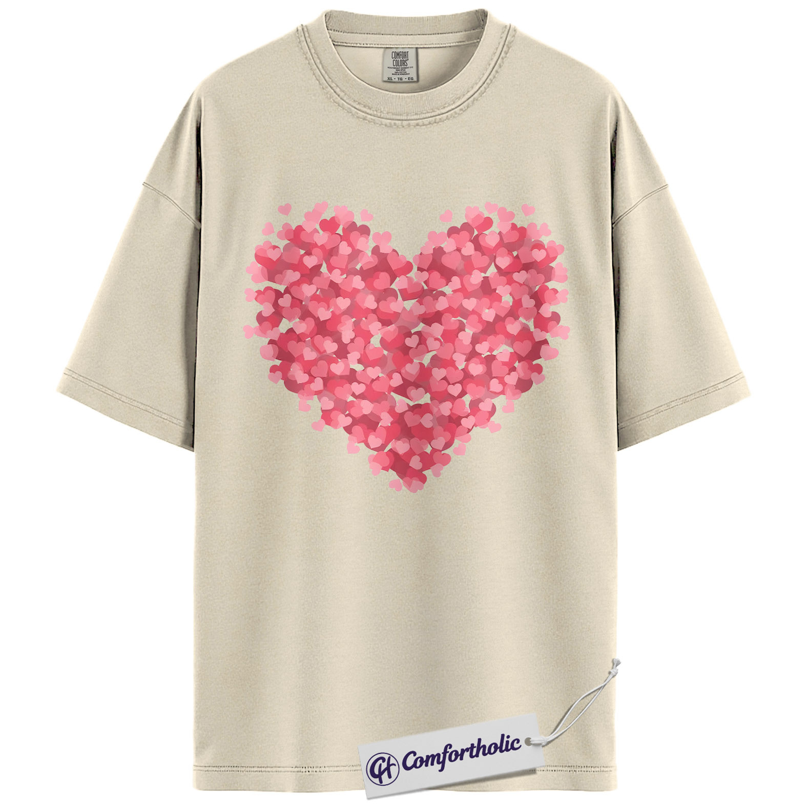 Valentine Heart Shirt, Pink Love Hearts Graphic Tee, Cute Valentine T-Shirt, Valentine Gift for Her, Comfort Colors Shirt - Image 5