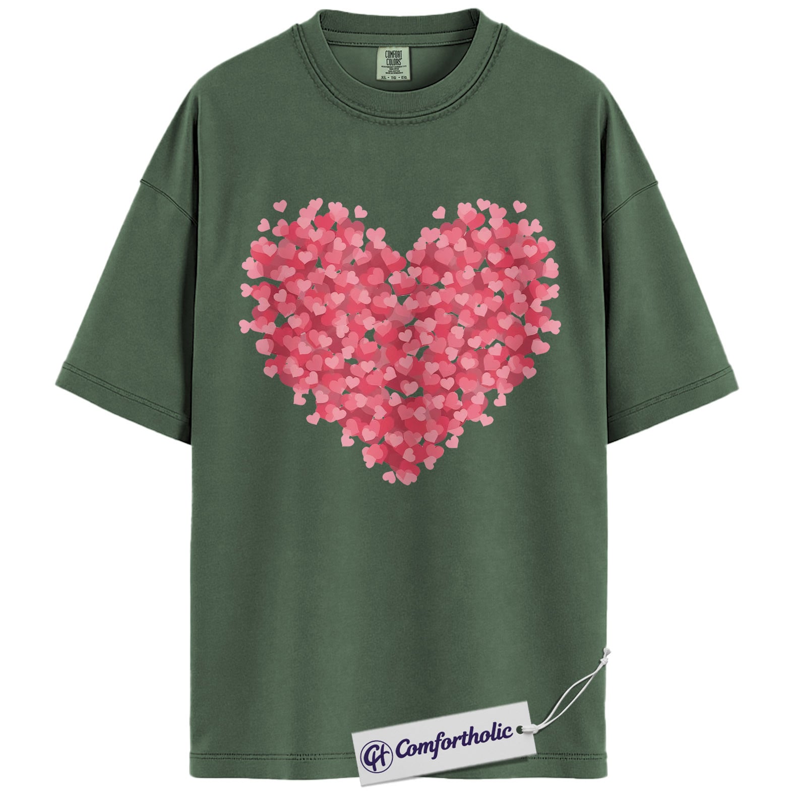 Valentine Heart Shirt, Pink Love Hearts Graphic Tee, Cute Valentine T-Shirt, Valentine Gift for Her, Comfort Colors Shirt - Image 6